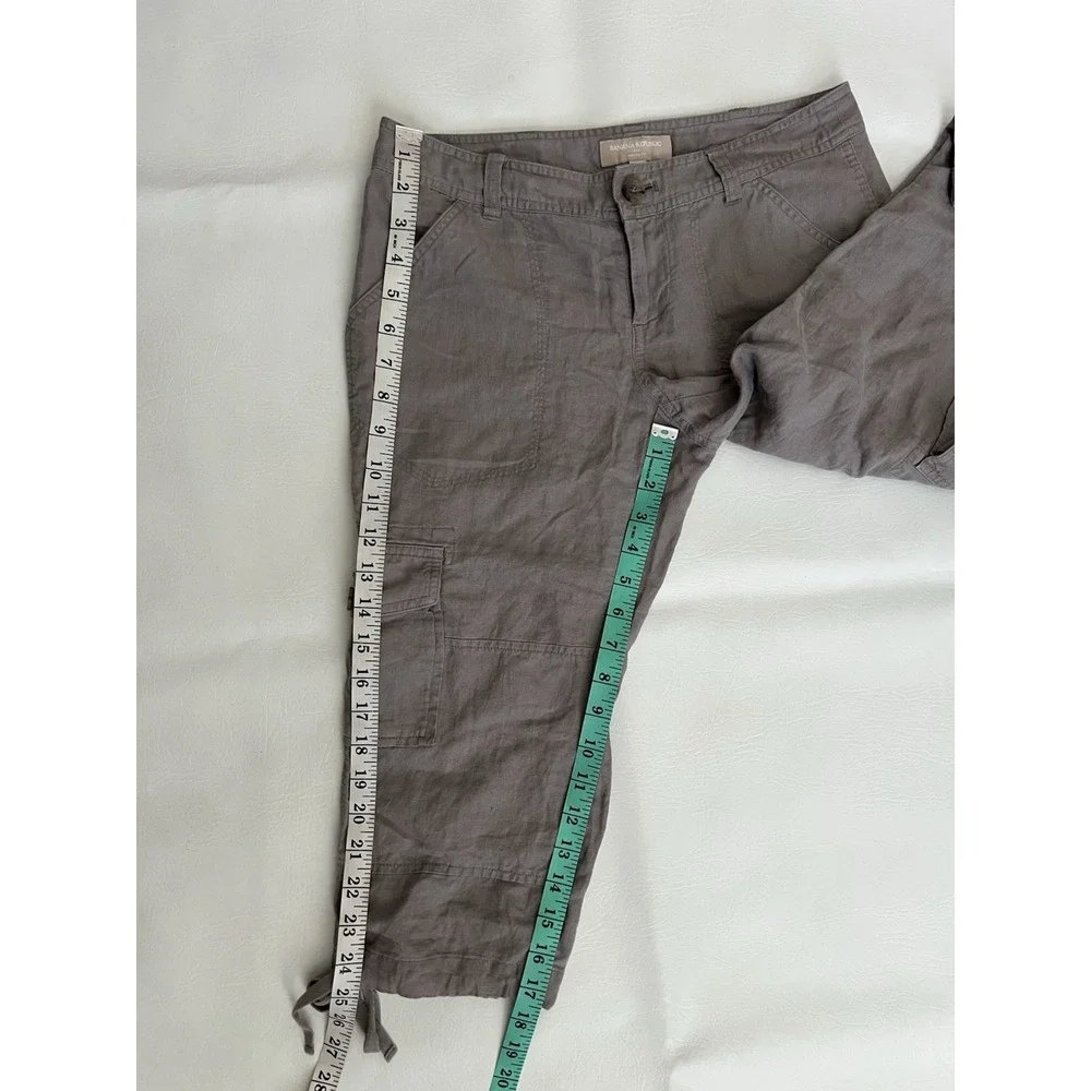 Banana Republic Martin Fit Linen Blend Cargo Capri Pants Gray Size 2P Low Rise